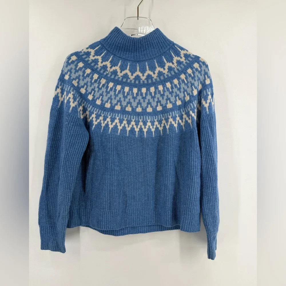 J.‎ Crew | Women's Lambs Wool Academia Fair Isle Mockneck Pullover Sweater small